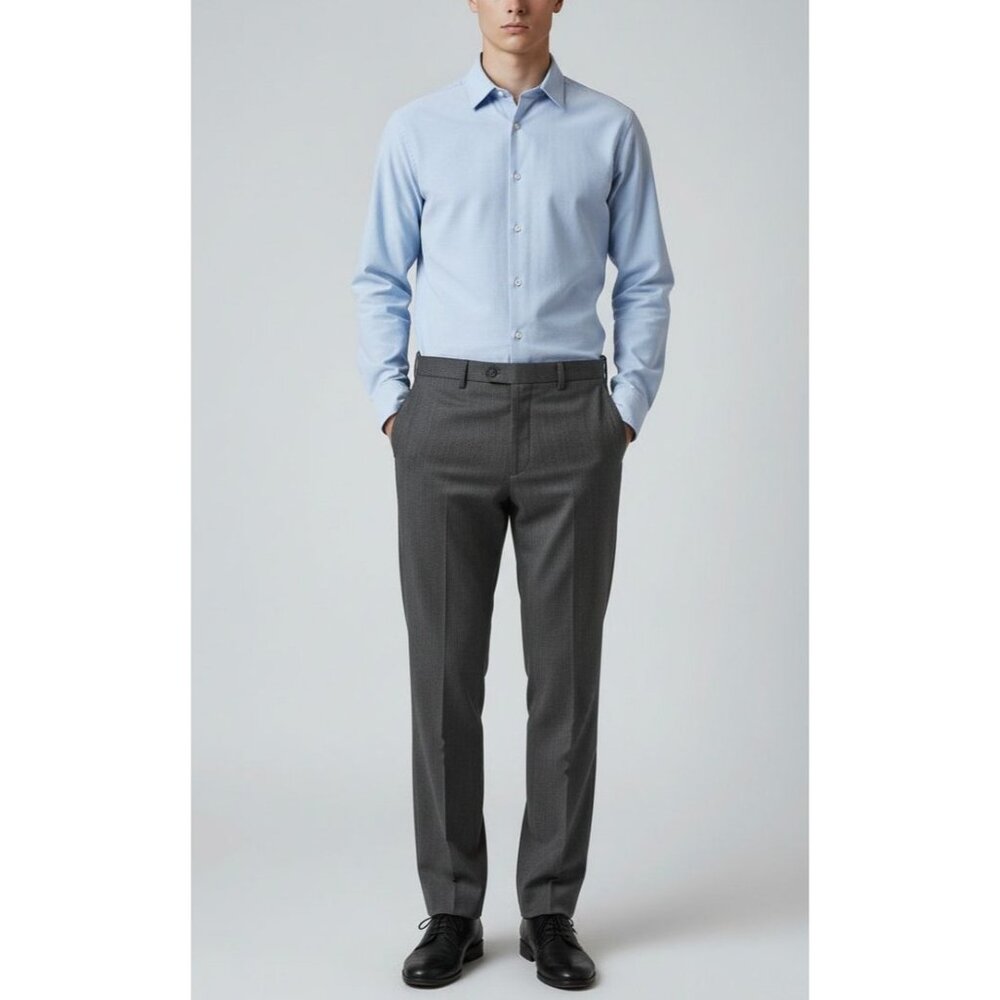 Egara Mens Gray Flat-Front Dress Pants Size 34/31